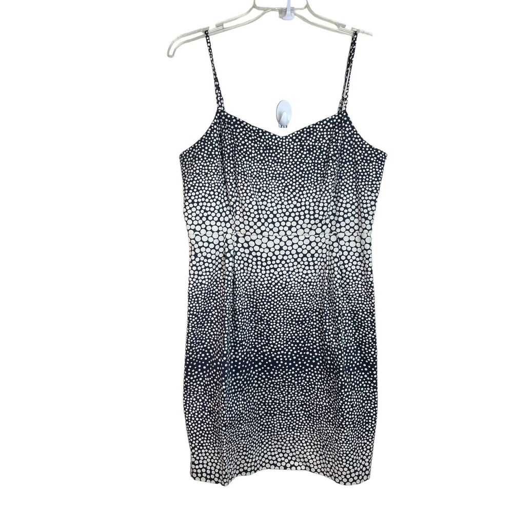 NWT LOFT Navy and White Ombré Polka Dot Sleeveless Sheath Short Dress 12 Y2k 90s